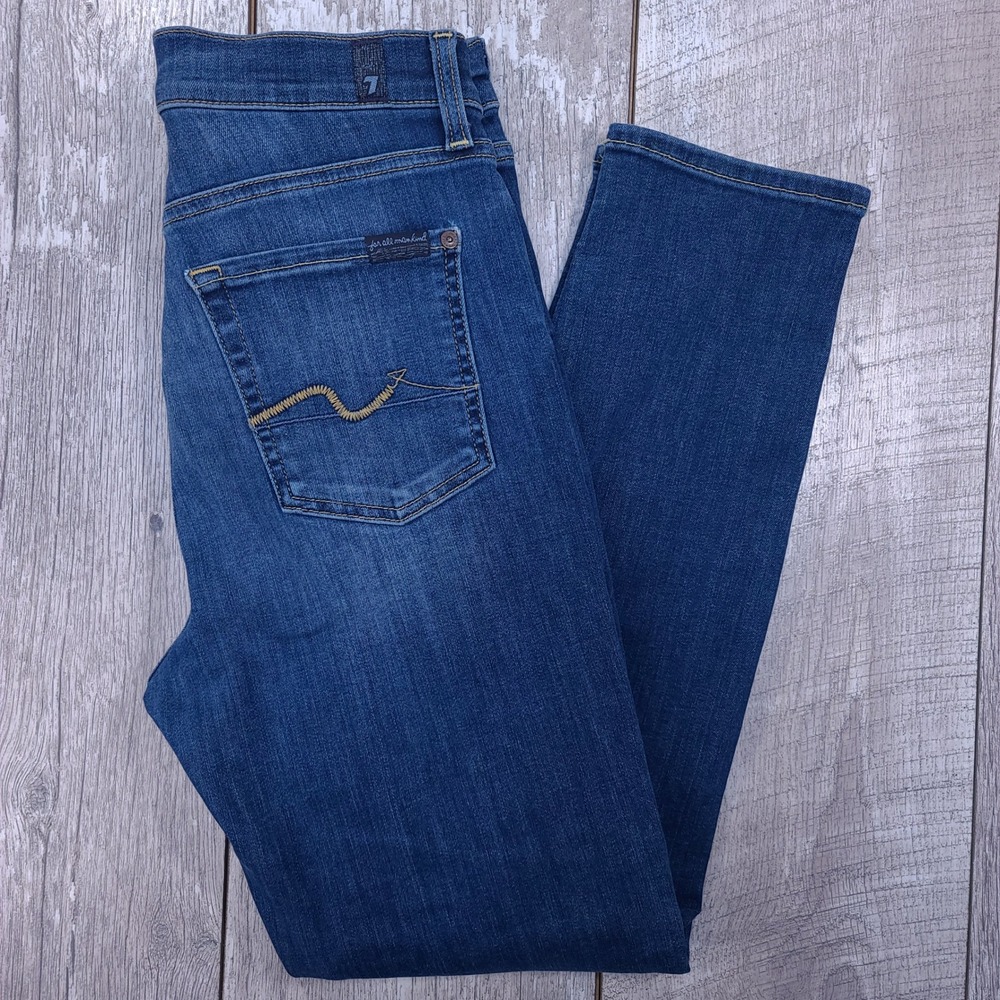 7 For All Mankind Josefina Jeans Women 25 Blue High Waist Slim Boyfriend Button